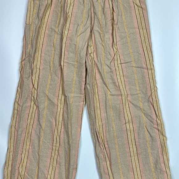 American Eagle Linen Blend Stretch Waist Striped Wide Leg Pants Medium NWOT - Picture 6 of 14